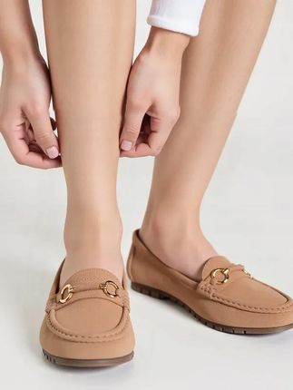Mokasyny Dmaskie Elegante Karmel Beżowe 36 - zdjęcie 3