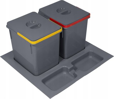 Amix Kosz Segregator Na Śmieci Odpady Pojemniki 2x15l Do Szuflady 60cm Antracyt - zdjęcie 4
