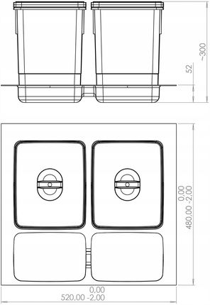 Amix Kosz Segregator Na Śmieci Odpady Pojemniki 2x15l Do Szuflady 60cm Antracyt - zdjęcie 3