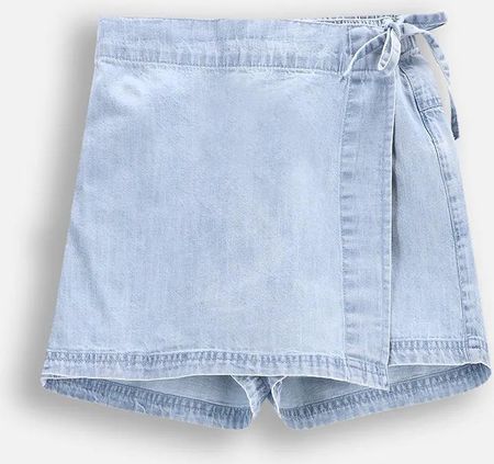 Spódnico-spodenki niebieskie jeansowe z wiązaniem