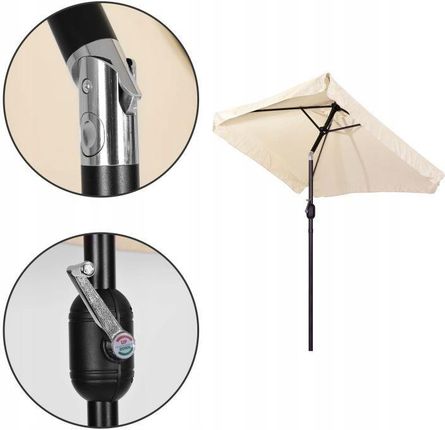 Duży Parasol Ogrodowy 200X140Cm Składany Regulowany Solidny Łamany Z Korbką 1828249348 - zdjęcie 5