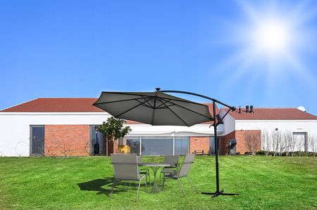 Lehmann Parasol Ogrodowy Duży Składany Solidny Z Wysięgnikiem Lampki Solarne Led 1828212250 - zdjęcie 4