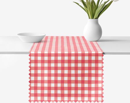 Goldea Bieżnik Na Stół Plamoodporny Czerwona Kratka 35X140Cm