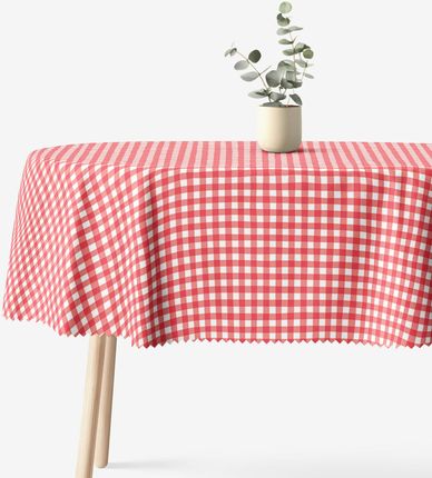 Goldea Obrus Owalny Plamoodporny Czerwona Kratka 120X200Cm
