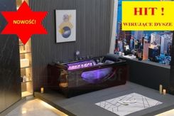 Zdjęcie Czarna Wanna z hydromasażem BC-602 prostokątna 180cmx90cmx66cm DYSZE OBROTOWE, MASAŻ KARKU, WODOSPADY, PILOT - Białystok