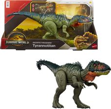 Zdjęcie Mattel Jurassic World Rebirth Tyranotytan Dinozaur Gigantyczny atak Figurka dinozaura z 2 atakami aktywowanymi ogonem JCL75 - Siewierz