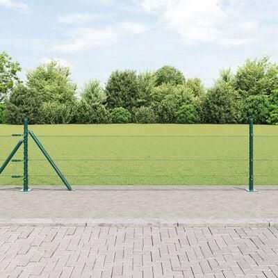 vidaXL Ogrodzenie Heksagonalne Zielone 0.4X50m Stalowe Słupki Ogrodzeniowe Z Podstawami 13Szt. 32mm 50cm Stal Ocynkowana 3353536