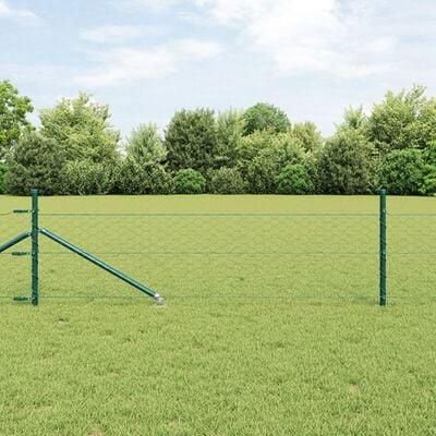 vidaXL Ogrodzenie Heksagonalne Zielone 0.5X100m Stal Słupki Ogrodzeniowe Z Kolcem 13Szt. 32mm 80cm Ocynkowana 3353157