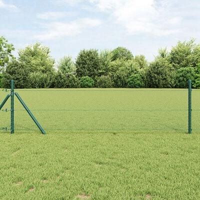 vidaXL Ogrodzenie Sześciokątne Zielone 0.5X10m Stal Słupki Ogrodzeniowe 7Szt. 32mm 100cm Ocynkowana 3352624