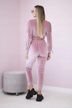 Komplet welurowy z napisem Queen ciemny pudrowy róż - zdjęcie 4