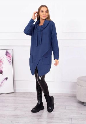 Tunika z kopertowym przodem Oversize jeansowa - zdjęcie 2