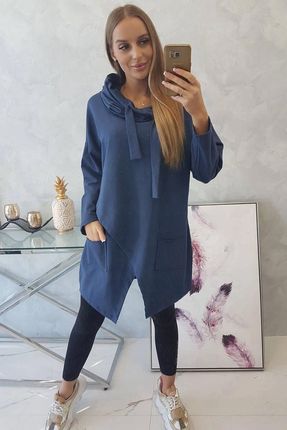 Tunika z kopertowym przodem Oversize jeansowa - zdjęcie 3