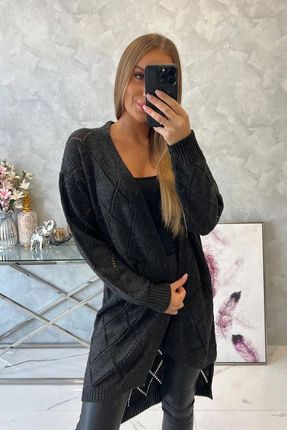 Sweter z geometrycznym wzorem grafitowy - zdjęcie 3