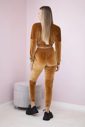 Komplet welurowy z napisem Queen camelowy - zdjęcie 2