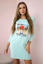 Sukienka z nadrukiem Honey girl miętowa - zdjęcie 1