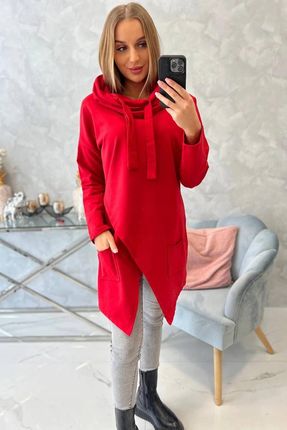 Tunika z kopertowym przodem Oversize czerwona - zdjęcie 2