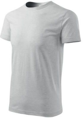 Wzmocniona Koszulka męska T-shirt bawełna bez szwów bocznych BASIC JASNOSZARA - zdjęcie 2
