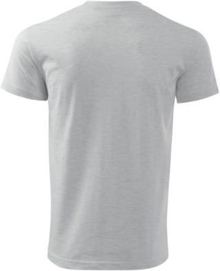 Wzmocniona Koszulka męska T-shirt bawełna bez szwów bocznych BASIC JASNOSZARA - zdjęcie 3
