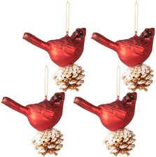 Clayre&Eef Clayre & Eef 6Gl3957 Christmas Ball 11X6X12Cm Set Of 4 Red White