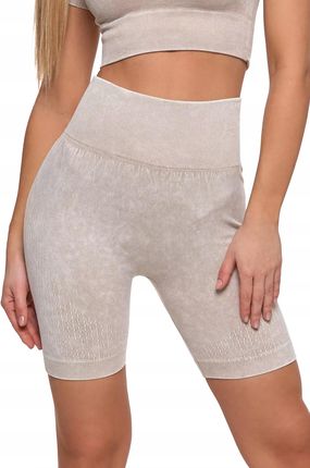 Legginsy Kolarki Damskie z Wysokim Stanem Efekt Push-Up BEŻOWE MORAJ L/XL - zdjęcie 2