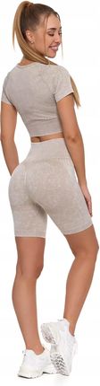 Legginsy Kolarki Damskie z Wysokim Stanem Efekt Push-Up BEŻOWE MORAJ L/XL - zdjęcie 3