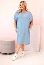 Sukienka damska Plus Size z lyocellu z marszczeniami i kieszeniami jasno je