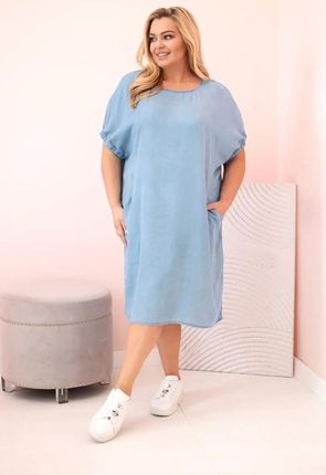Sukienka damska Plus Size z lyocellu z marszczeniami i kieszeniami jasno je