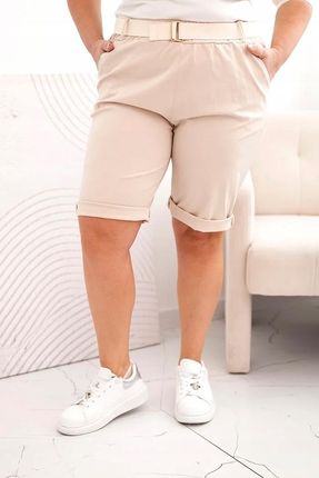 Spodenki damskie bawełniane Plus Size z paskiem jasno beżowe xl - zdjęcie 2