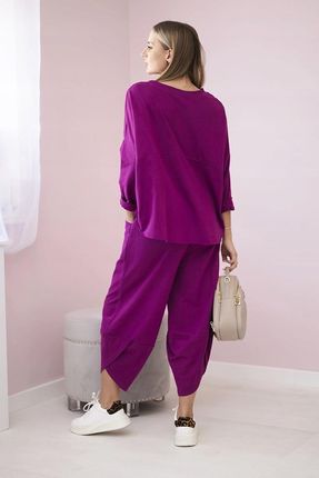 Komplet bawełniany bluza + spodnie śliwkowy - zdjęcie 4