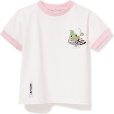 T-shirt dziewczęcy , śmietankowo-różowy