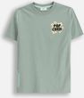 T-shirt z krótkim rękawem zielony z grafiką popcornu z tyłu i napisami z przodu
