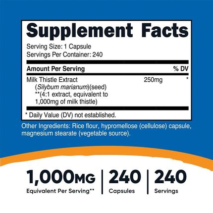 Nutricost Milk Thistle 1000Mg 240Kaps. - zdjęcie 2