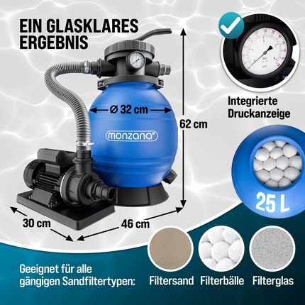 Monzana Pompa Piaskowa Do Basenu 10200 L/H - zdjęcie 2