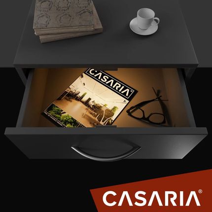 Casaria Szafka Nocna Oświetlenie Led 3 Szuflady Antracyt 54X39X28Cm - zdjęcie 3