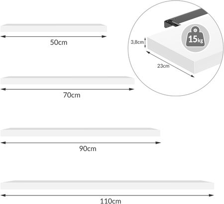 Casaria Półka Ścienna Wisząca 110Cm Szara + Wspornik - zdjęcie 2