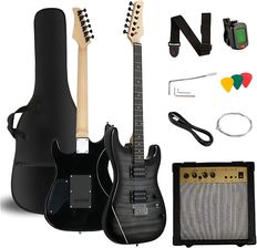 V-TONE EGW 39 GY gitara elektryczna 4/4 HH wzmacniacz pokrowiec zestaw