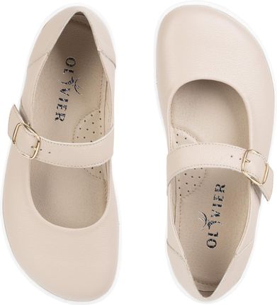 Baleriny barefoot damskie Olivier 1770POL skórzane buty z klamerką beżowe - zdjęcie 2