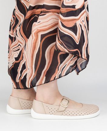 Baleriny barefoot damskie Olivier 1770POL skórzane buty z klamerką beżowe - zdjęcie 2