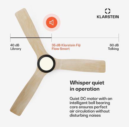 Klarstein Wentylator Sufitowy Lampa Żyrandol 132cm Timer Pilot Aplikacja 10046091 - zdjęcie 6