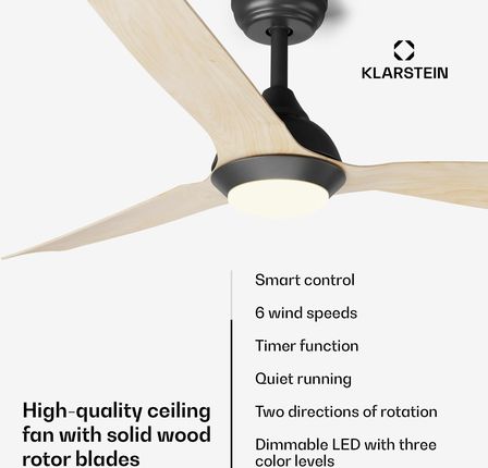 Klarstein Wentylator Sufitowy Lampa Żyrandol 132cm Timer Pilot Aplikacja 10046091 - zdjęcie 4