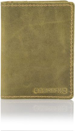Skórzany Cienki Portfel Slim Wallet Brodrene SW-04 - oliwkowy - zdjęcie 2