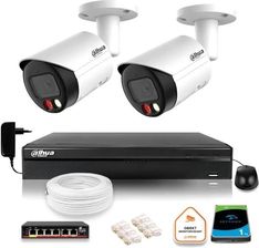 Zdjęcie Dahua Zestaw Monitoringu Ip 2Mpx 2 Kamery Zewnętrzne Z Dualnym Oświetleniem 30M (Z35374B2) - Daleszyce