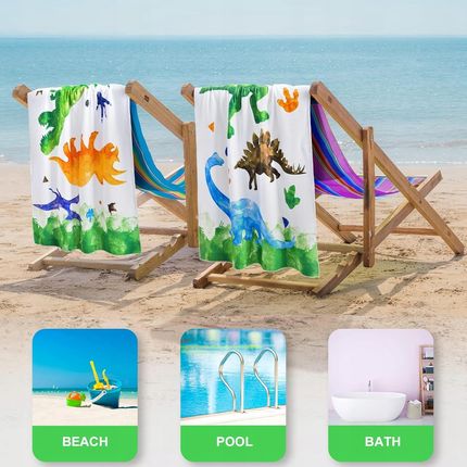 WERNNSAI Ręcznik plażowy Dinozaur, 76 x 150 cm, ultrachłonny - zdjęcie 3