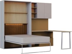 Zdjęcie Flexi Bed Lumi – półkotapczan z biurkiem kaszmir i żółty curry - Józefów