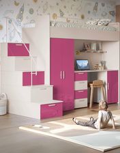 Zdjęcie Meblościanka Raj 4 kaszmir połysk - pokój dziecięcy, młodzieżowy z materacem i stelażem kaszmir + róż - Serock