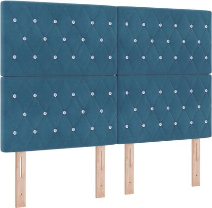 vidaXL Łóżko Kontynentalne Z Materacem Granatowe 140X190Cm Aksamit (3339768) - zdjęcie 3