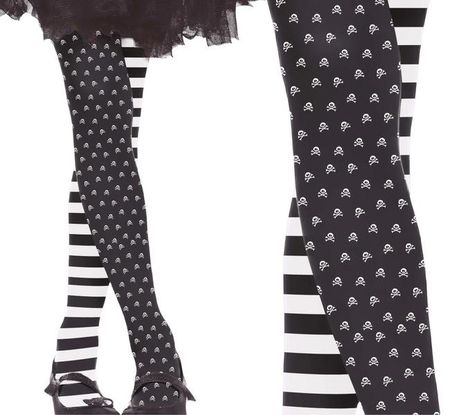 Rajstopy dziecięce w czaszki i paski