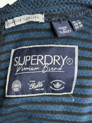 Superdry Sukienka Przed Kolano Stylowa W Czarne Paski Niebieska 42 - zdjęcie 4