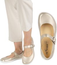 Baleriny barefoot damskie Olivier 1286 – skórzane buty z klamerką do codziennych i eleganckich stylizacji złote