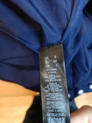 ASOS Sukienka Przed Kolano Stylowa Wygodna Granatowa W Białe Kropki 34 - zdjęcie 5